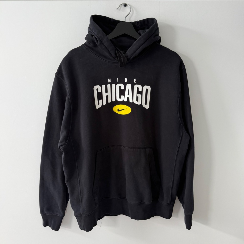 Nike Chicago Graphic Hoodie Black Yellow Swoosh Mens Large FJ1667-010